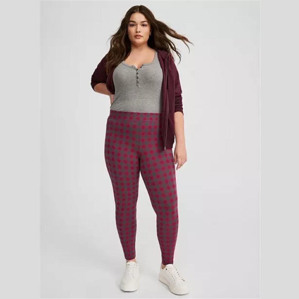 Torrid - Full-Length Legging in Scarlett Red Plaid & Periscope Grey
